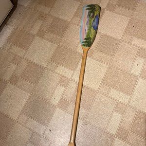 Feather Brand Oar Paddle Caviness Woodworking USA hand painted cabin by the lake
